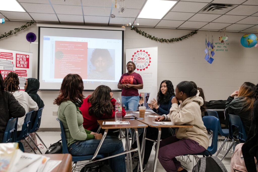 One Belief Organization provides our students with opportunities for personal development through a combination of presentations and a social-emotional learning curriculum. Our Mental Health Awareness program focuses on mental health awareness, conflict resolution, and addressing the needs of the whole child. We believe that mental health awareness is crucial for students. 